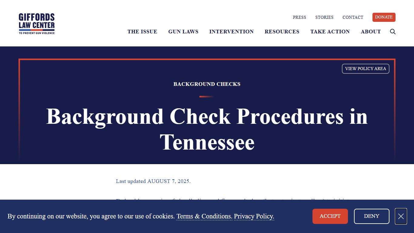 Background Check Procedure Laws in Tennessee | Giffords