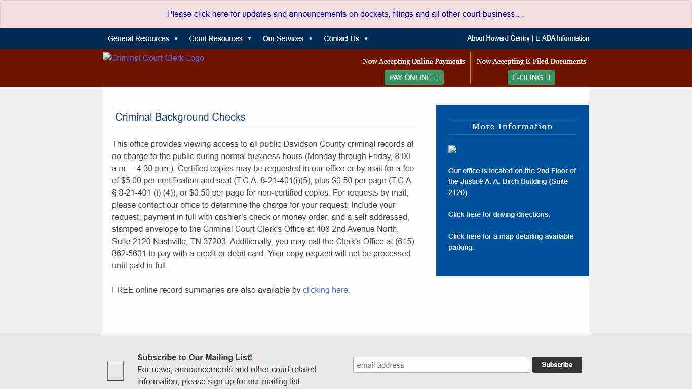 Criminal Background Checks | Criminal Court Clerk of Metropolitan Nashville and Davidson County