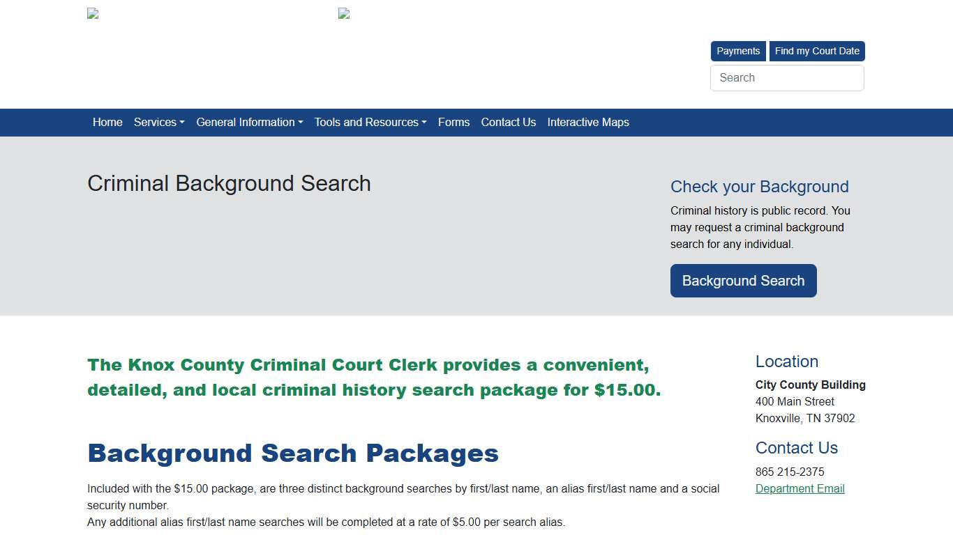 Criminal Background Search | Knox County Criminal Court